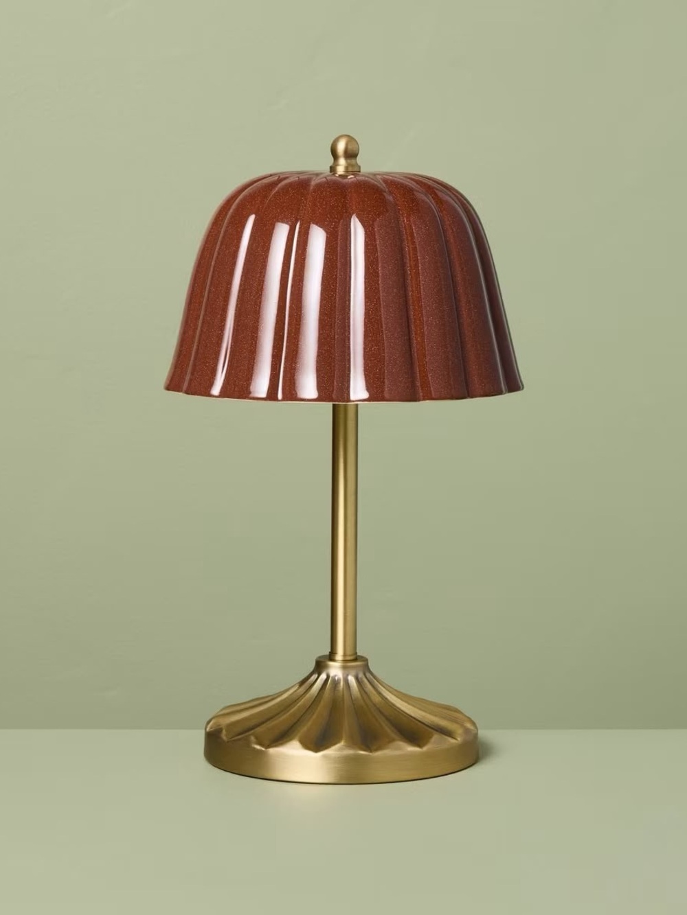 Ceramic Shade Table Lamp Brass/Burgundy (Includes LED Light Bulb) - Hearth & Han